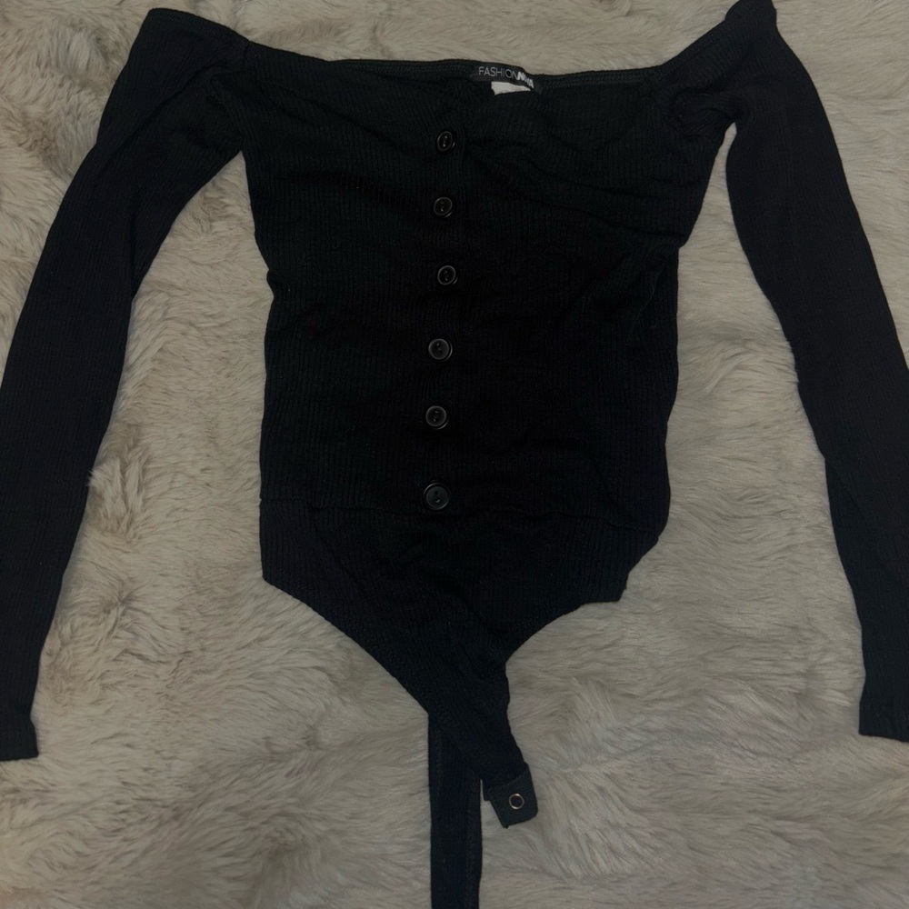 fahsion nova black long sleeve bodysuit
